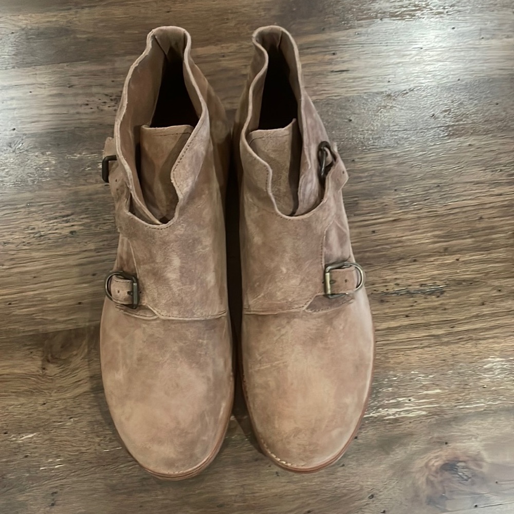 Grenson size 12D men’s double monk strap suede boots.
